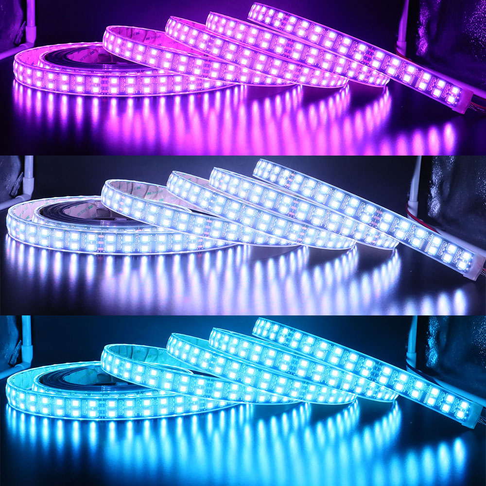 Dual Row TM1812 Series DC12V 120LEDs/m Flexible LED Strip Lights Full Color Chasing Programmable LED Lights, Waterproof Optional, 16.4ft Per Reel Dual Row TM1812 Series DC12V 120LEDs/m Flexible LED Strip Lights Full Color Chasing Programmable LED Lights, Waterproof Optional, 16.4ft Per Reel